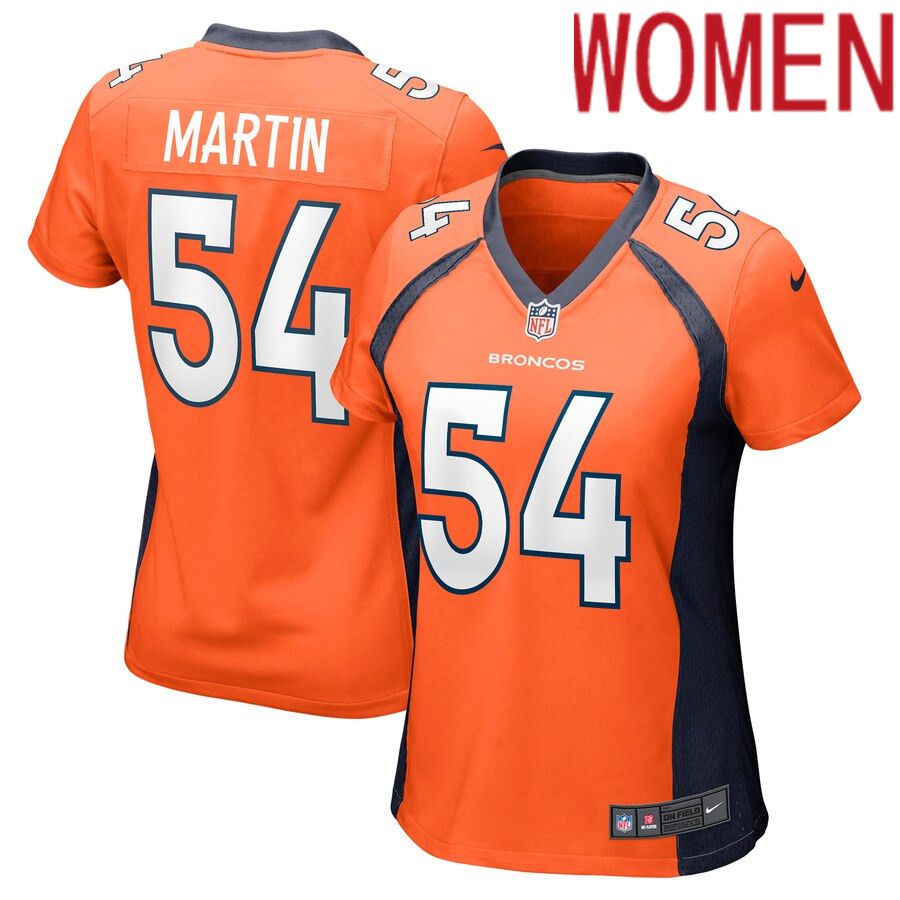Women Denver Broncos 54 Jacob Martin Nike Orange Game Player NFL Jersey